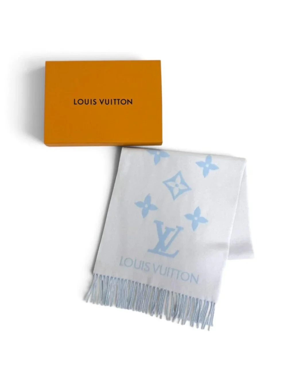 Louis Vuitton Echarpe Reykjavik Cashmere Blue Clair Monogram Fuller